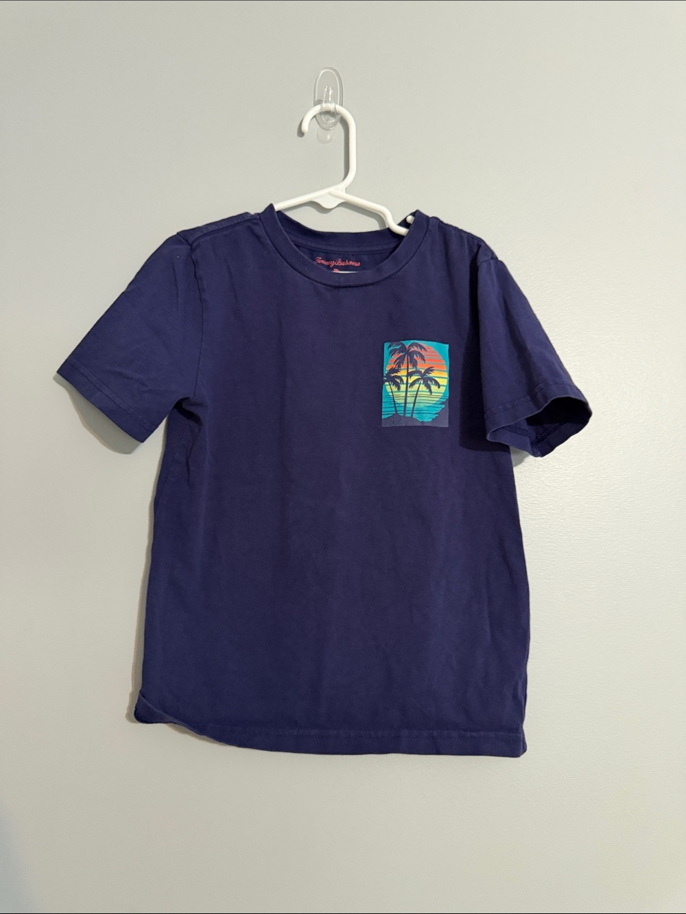 Tommy Bahama Navy Short-Sleeve Tee with Sunset Palm Pocket Graphic